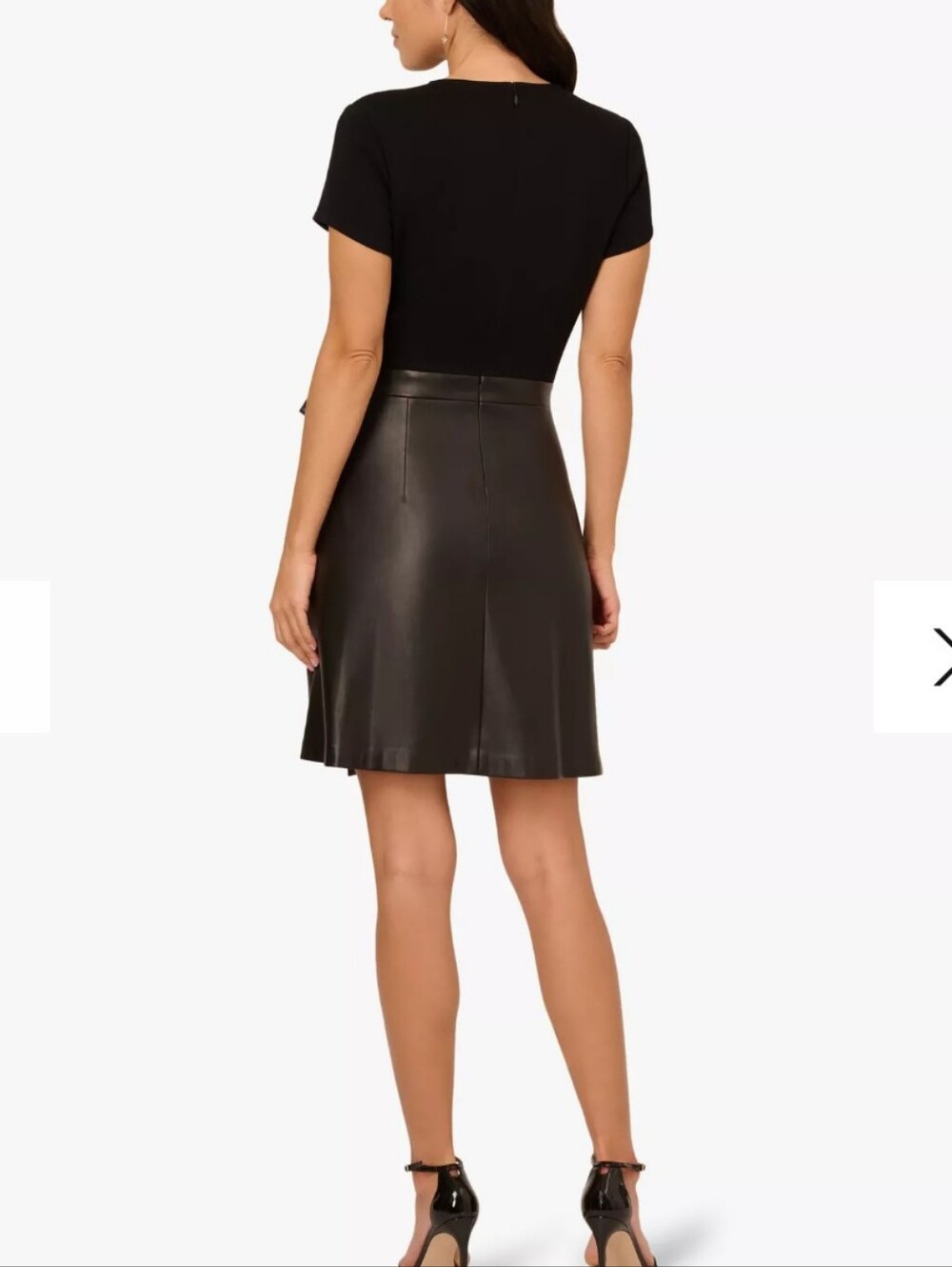 Adrianna Papell Ponte Faux Leather Dress, Black - Picture 3 of 12